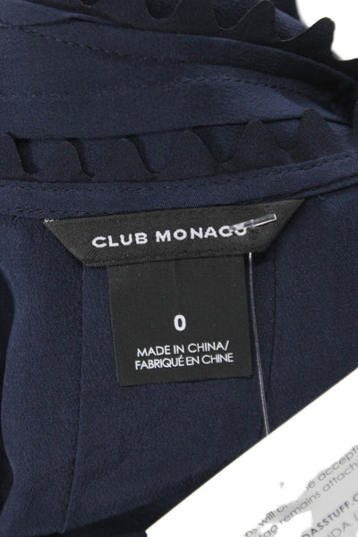 Club Monaco Women Tank Dress Dark Blue Silk Sleeveless Size 0 Petite