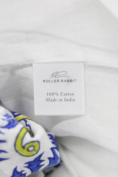 Roller Rabbit Womens Blue Silk Floral Shirt Dress Short Sleeve Mini Size XS