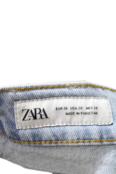 Zara Unisex Light Blue Cotton Bermuda Shorts Size 29