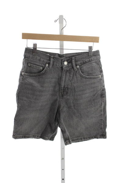 Zara Unisex Bermuda Shorts Dark Gray Cotton Solid Button Size 29
