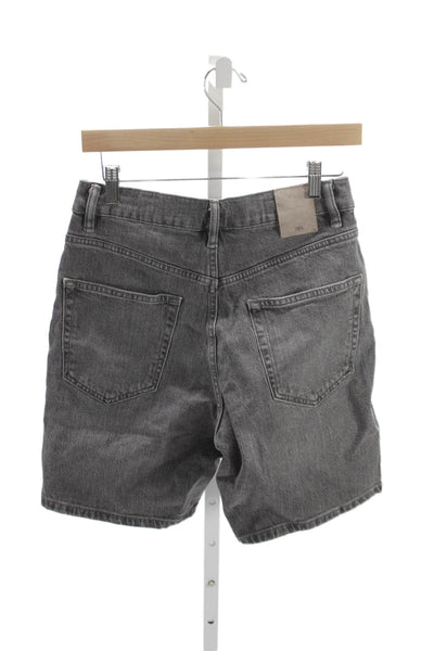 Zara Unisex Bermuda Shorts Dark Gray Cotton Solid Button Size 29