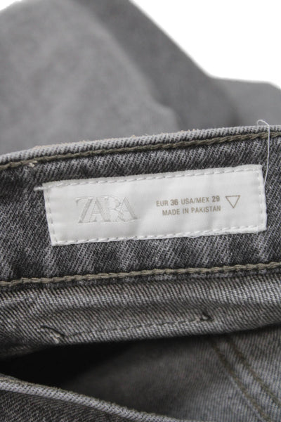 Zara Unisex Bermuda Shorts Dark Gray Cotton Solid Button Size 29