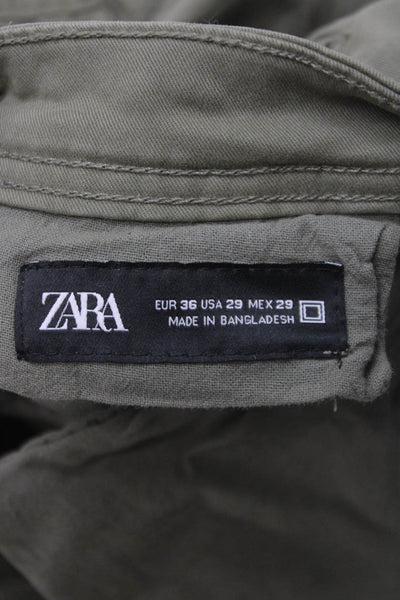 Zara Men Green Cargo Pants Cotton Blend Army Size 29