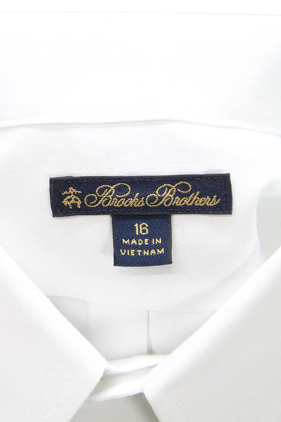 Brooks Brothers Childrens Boys Button Down Dress Shirt White Cotton Size 16