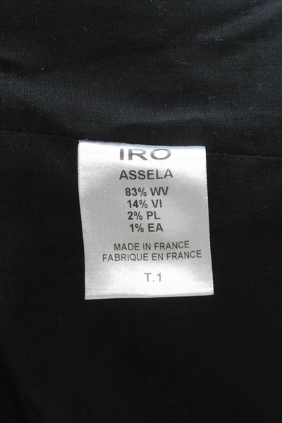 IRO Womens Quilted Jacket Black Argyle Designer Zip Round Neck Size 1