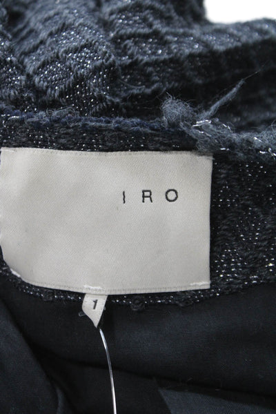 IRO Womens Quilted Jacket Black Argyle Designer Zip Round Neck Size 1