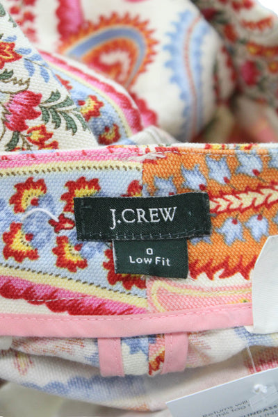 J Crew Unisex Chino Shorts Beige Paisley 100% Cotton Button Size 0