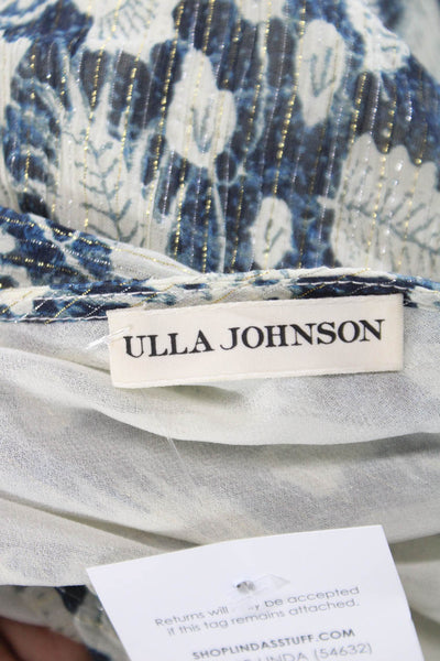 Ulla Johnson Women Beige Silk Floral Mid Calf Dress Zip Size 2