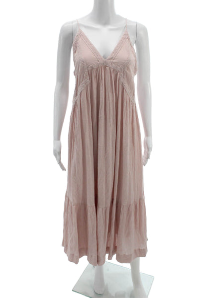 MNG Womens Maxi Slip Dress Pink V Neck Sleeveless Polyester Size 4