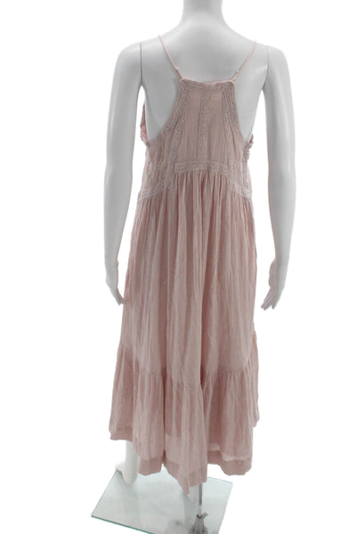 MNG Womens Maxi Slip Dress Pink V Neck Sleeveless Polyester Size 4