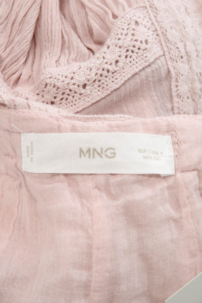 MNG Womens Maxi Slip Dress Pink V Neck Sleeveless Polyester Size 4