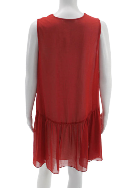 Sandro Paris Womens Red Sleeveless Shift Tank V Neck Dress Size M