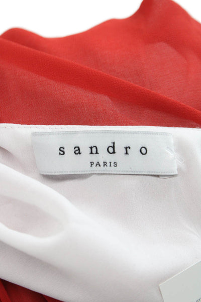 Sandro Paris Womens Red Sleeveless Shift Tank V Neck Dress Size M