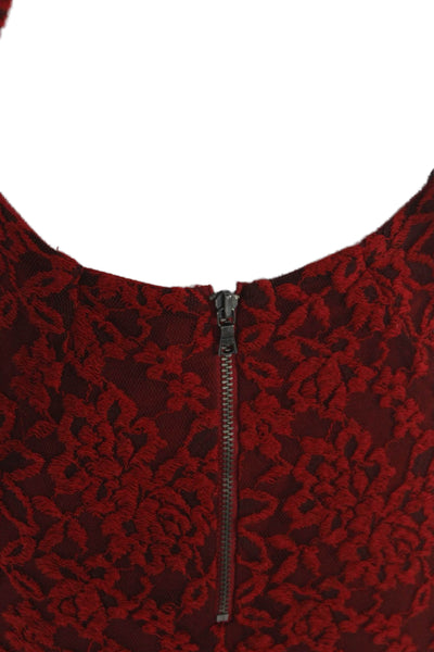 Alice + Olivia Women Bodycon Maxi Dress Red Sleeveless Round Neck Size XS