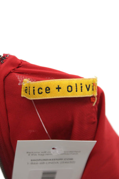 Alice + Olivia Women Bodycon Maxi Dress Red Sleeveless Round Neck Size XS
