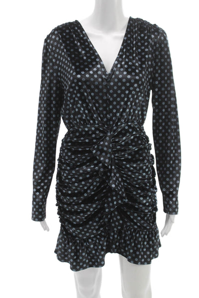 Endless Rose Women Black Silk Bodycon Dress V-Neck Long Sleeve Size S