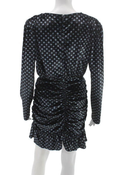Endless Rose Women Black Silk Bodycon Dress V-Neck Long Sleeve Size S