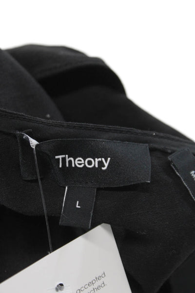 Theory Women Maxi Tank Dress Black Square Neck Linen Blend Size L