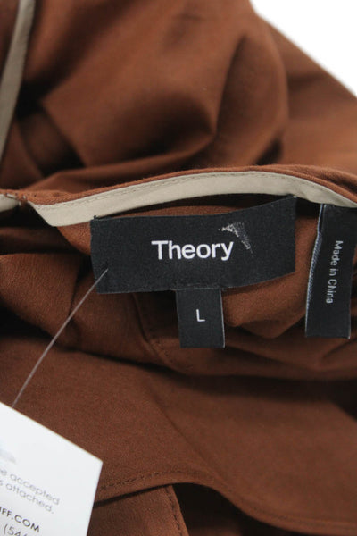 Theory Women Maxi Sundress Brown Square Neck Tie Waist Linen Blend Size L