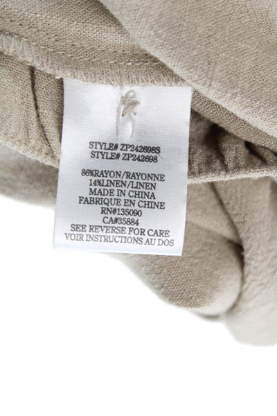 Z Supply Womens Pants Beige Linen Rayon Button 30in Inseam Size XL