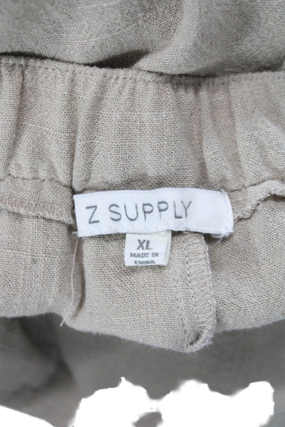 Z Supply Womens Pants Beige Linen Rayon Button 30in Inseam Size XL