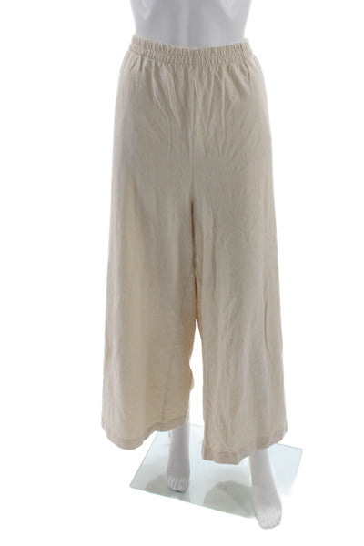 Z Supply Womens Cropped Bohemian Solid Cotton Pants Beige Size XL