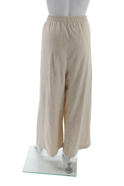 Z Supply Womens Cropped Bohemian Solid Cotton Pants Beige Size XL
