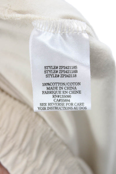 Z Supply Womens Cropped Bohemian Solid Cotton Pants Beige Size XL