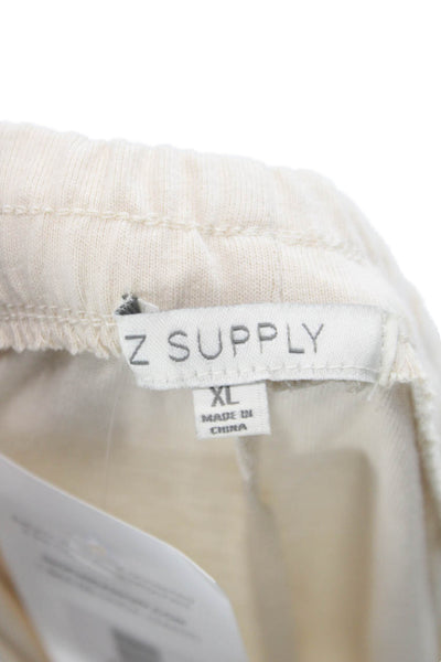Z Supply Womens Cropped Bohemian Solid Cotton Pants Beige Size XL