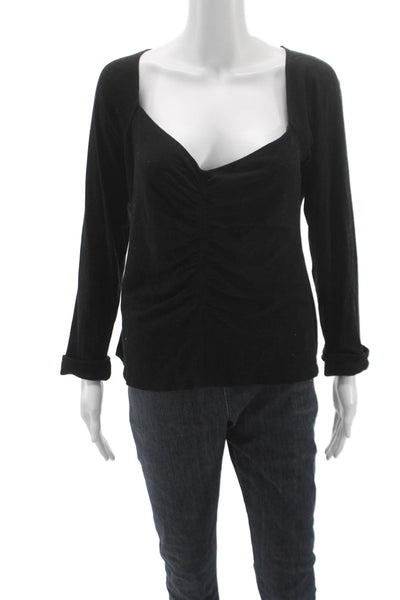 ALC Womens Basic Jersey Square Neck Long Sleeve Black Top Size XL