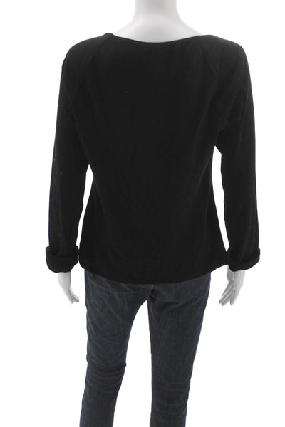 ALC Womens Basic Jersey Square Neck Long Sleeve Black Top Size XL