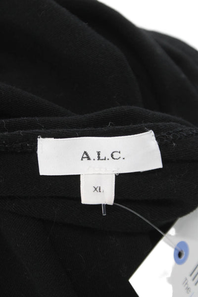 ALC Womens Basic Jersey Square Neck Long Sleeve Black Top Size XL