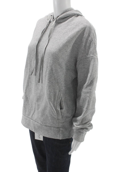 Alo Unisex Pullover Hoodie Gray Drawstring Cotton Blend Size M