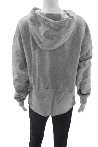 Alo Unisex Pullover Hoodie Gray Drawstring Cotton Blend Size M