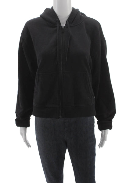 Athleta Women Full-Zip Hoodie Black Long Sleeve Size L