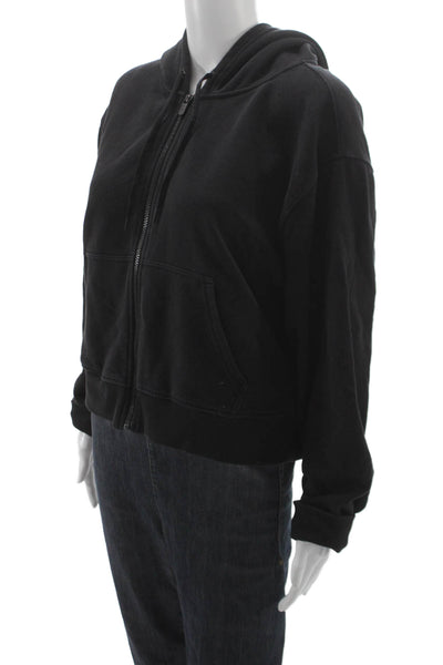 Athleta Women Full-Zip Hoodie Black Long Sleeve Size L