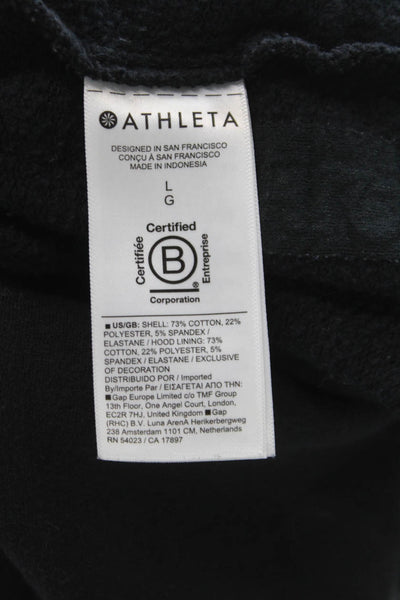 Athleta Women Full-Zip Hoodie Black Long Sleeve Size L