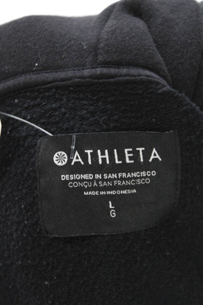 Athleta Women Full-Zip Hoodie Black Long Sleeve Size L