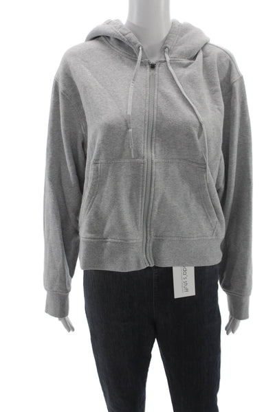 Athleta Women Full-zip Hoodie Gray Drawstring Long Sleeve Size L