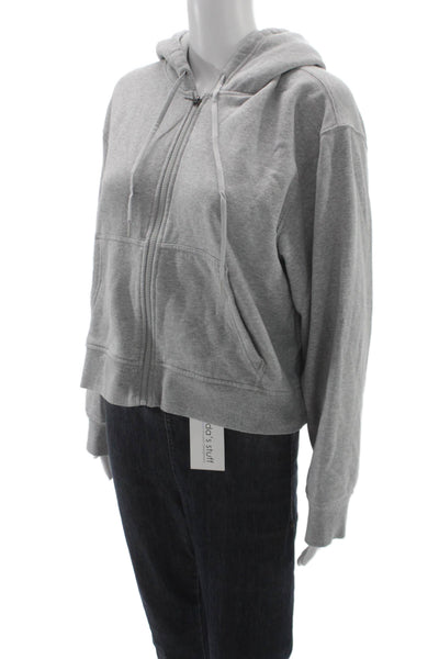 Athleta Women Full-zip Hoodie Gray Drawstring Long Sleeve Size L