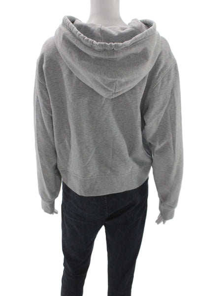 Athleta Women Full-zip Hoodie Gray Drawstring Long Sleeve Size L