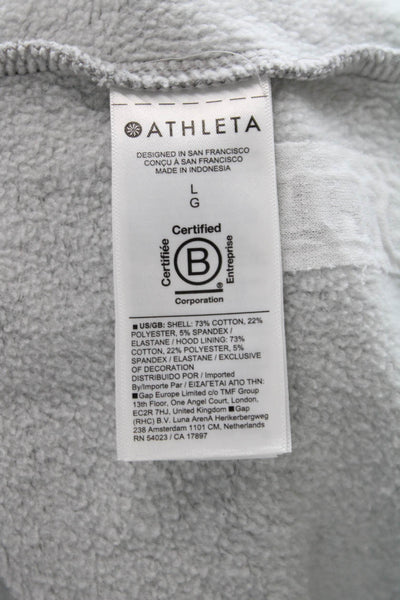 Athleta Women Full-zip Hoodie Gray Drawstring Long Sleeve Size L