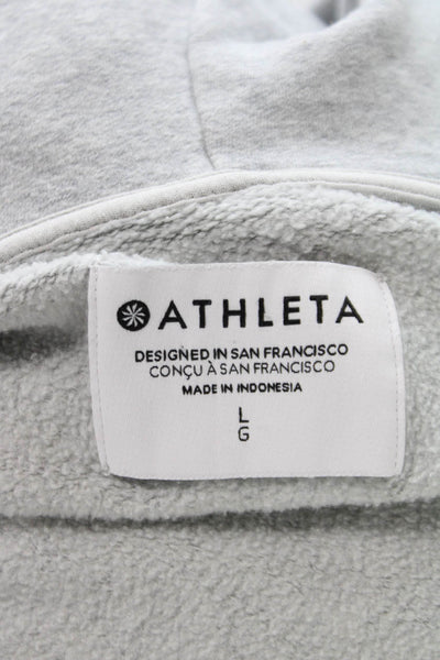 Athleta Women Full-zip Hoodie Gray Drawstring Long Sleeve Size L
