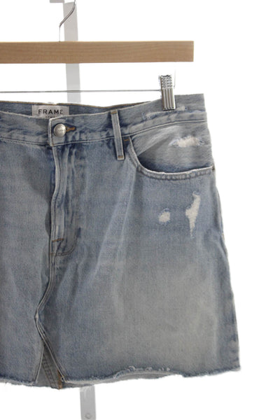 Frame Womens Light Blue Cotton Mini Straight Pencil Skirt Size 30