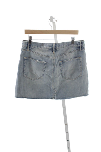 Frame Womens Light Blue Cotton Mini Straight Pencil Skirt Size 30
