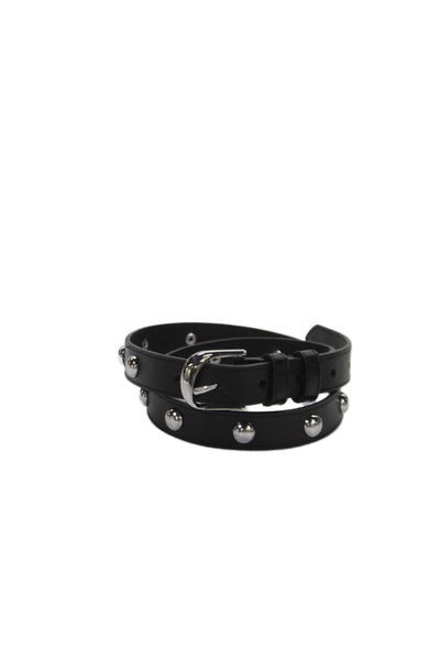 Frame Womens Medium Width Leather Studded Buckle Belt Black Size XL