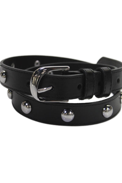 Frame Womens Medium Width Leather Studded Buckle Belt Black Size XL