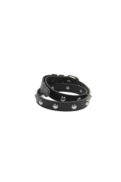 Frame Womens Medium Width Leather Studded Buckle Belt Black Size XL