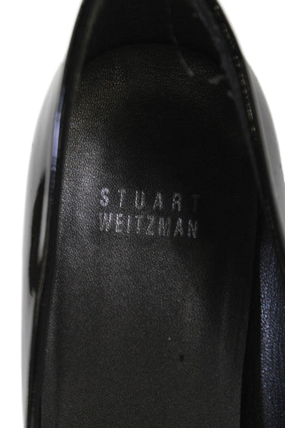 Stuart Weitzman Womens Stiletto Patent Leather Peep Toe Nulille Pumps Black 8M