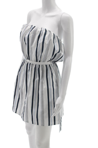 L'Academie Womens Mini Sundress Dark Blue Striped Cotton Sleeveless Size M